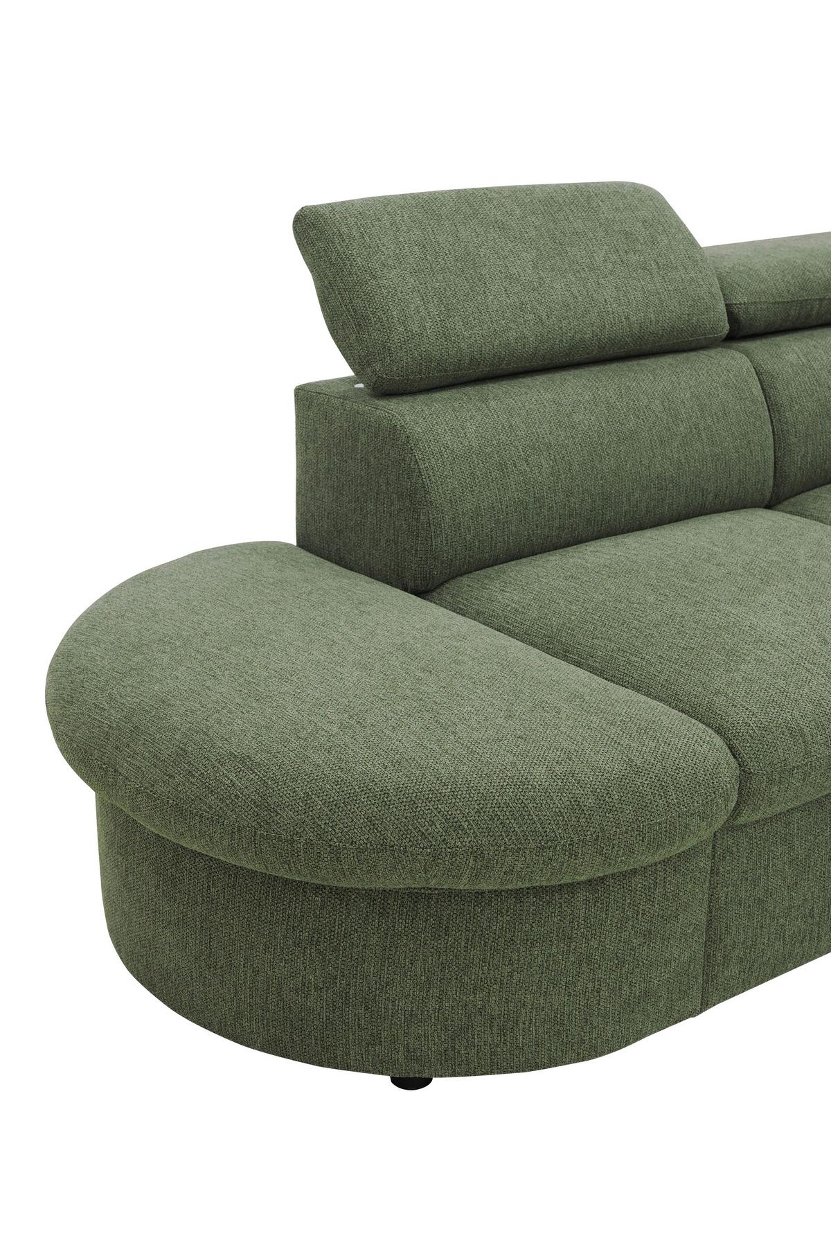 Ecksofa Firenze - Schwarz/Olivgrün, Basics, Textil (219/265cm) - MID.YOU