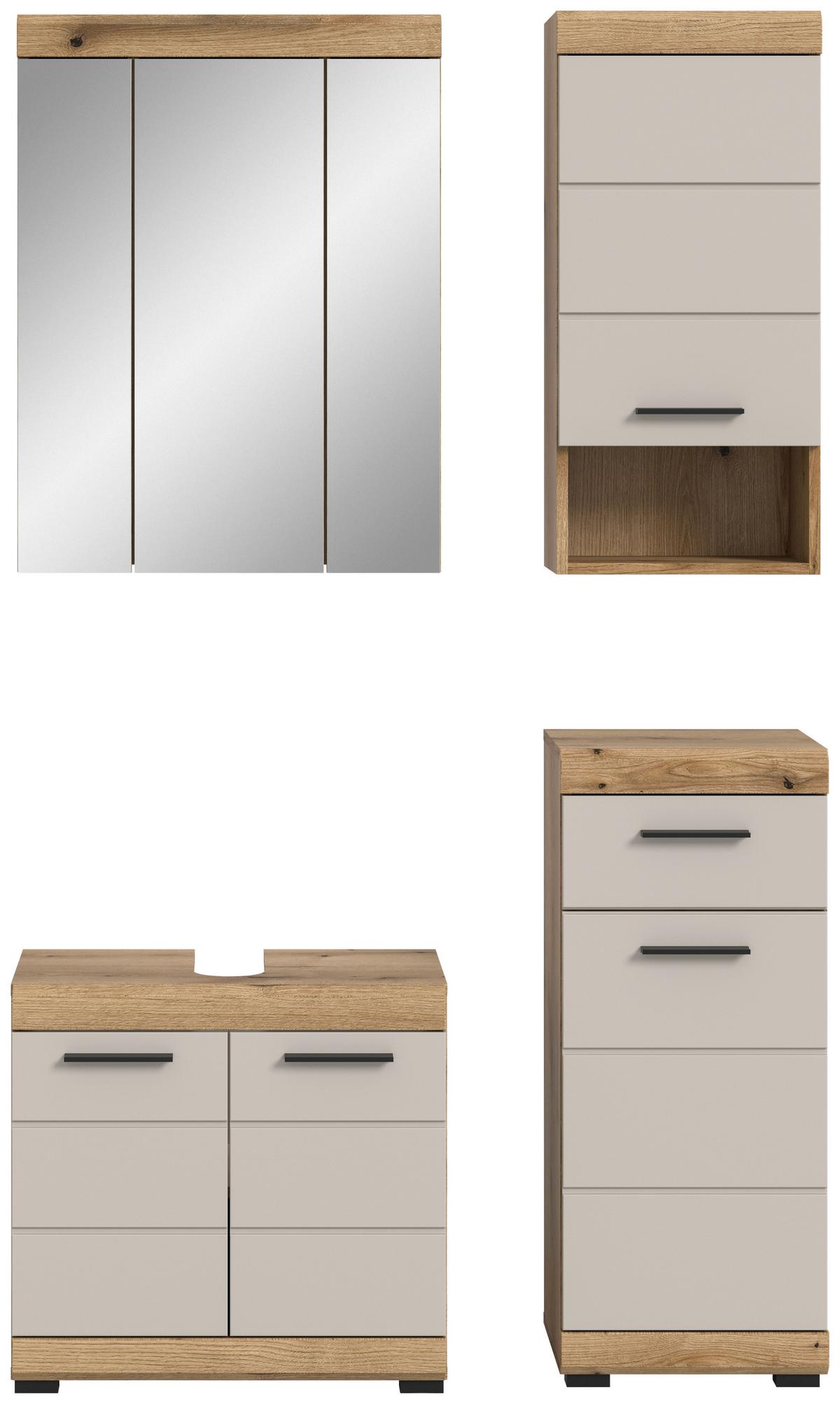 Badezimmer Scout Kaschmir/Naturfarben B: 134 cm - Kaschmir/Schwarz, MODERN, Glas/Holzwerkstoff (134cm) - MID.YOU