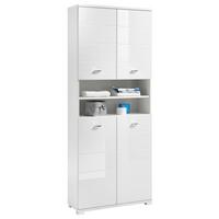 Hochschrank Pool Bxh: 76x190cm Weiß Stehend - Weiß Hochglanz/Silberfarben, Basics, Holzwerkstoff (76/190/31cm) - Livetastic