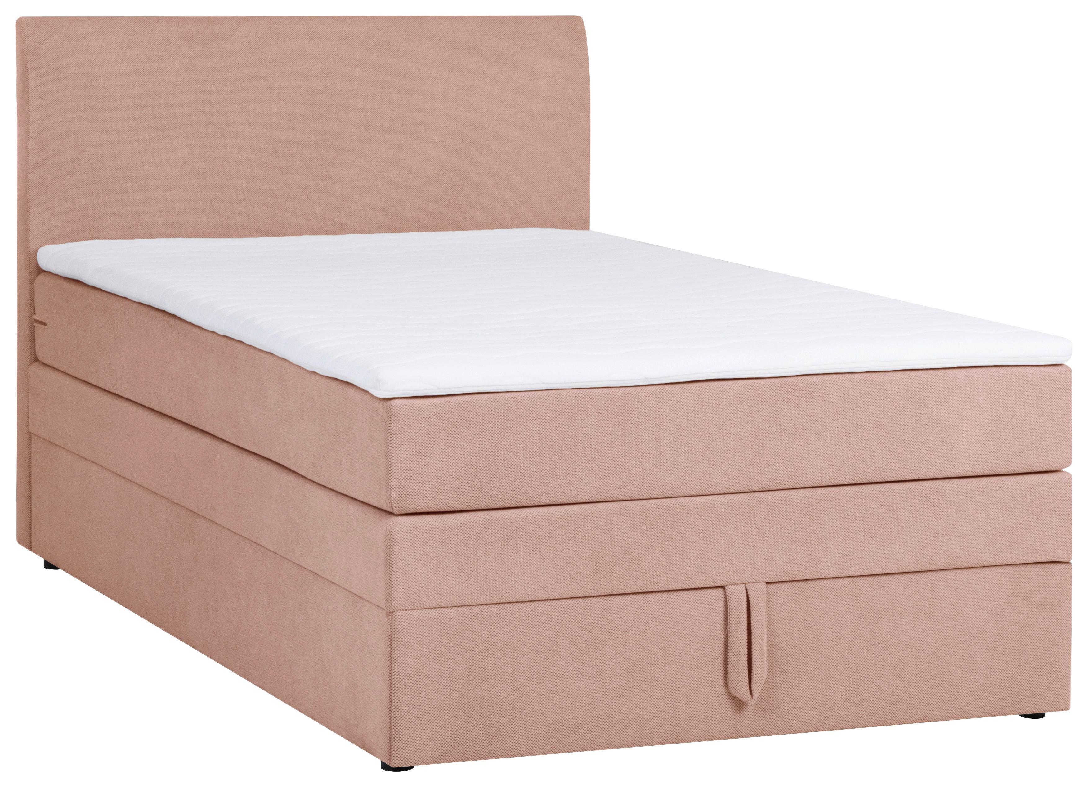 Boxspringbett mit Bettkasten 120x200 Wickie - Schwarz/Rosa, KONVENTIONELL, Holz/Textil (120/200cm)
