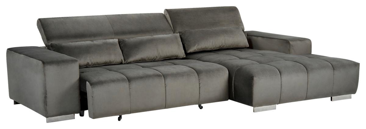 Ecksofa mit Relaxfunktion Orion Kopfstütze Klappbar Anthrazit - Anthrazit/Silberfarben, KONVENTIONELL, Textil (307/186cm) - Livetastic