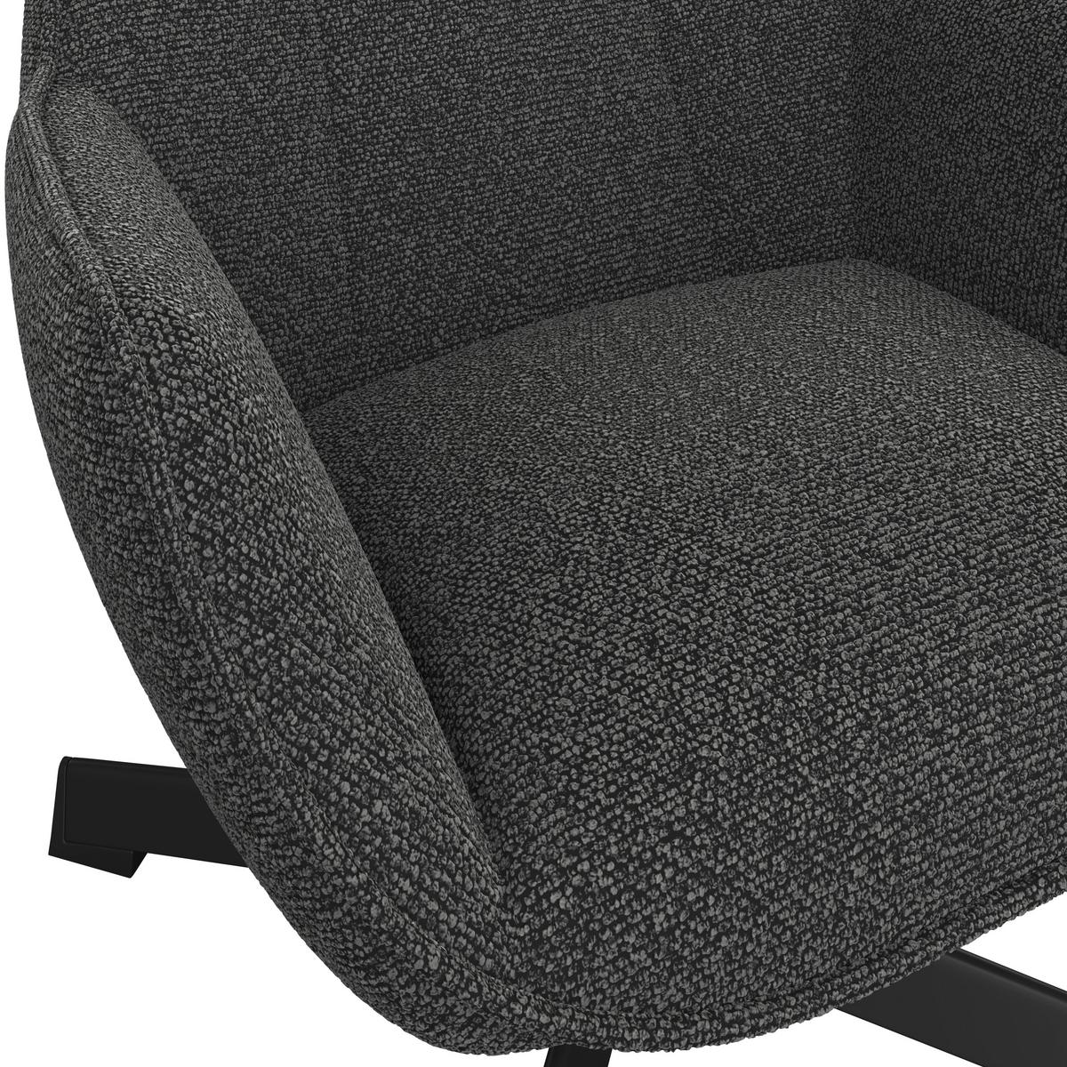 Relaxsessel Bogota Leinenoptik grau, 360° drehbar - Schwarz/Grau, MODERN, Textil/Metall (76/101/86cm) - Luca Bessoni