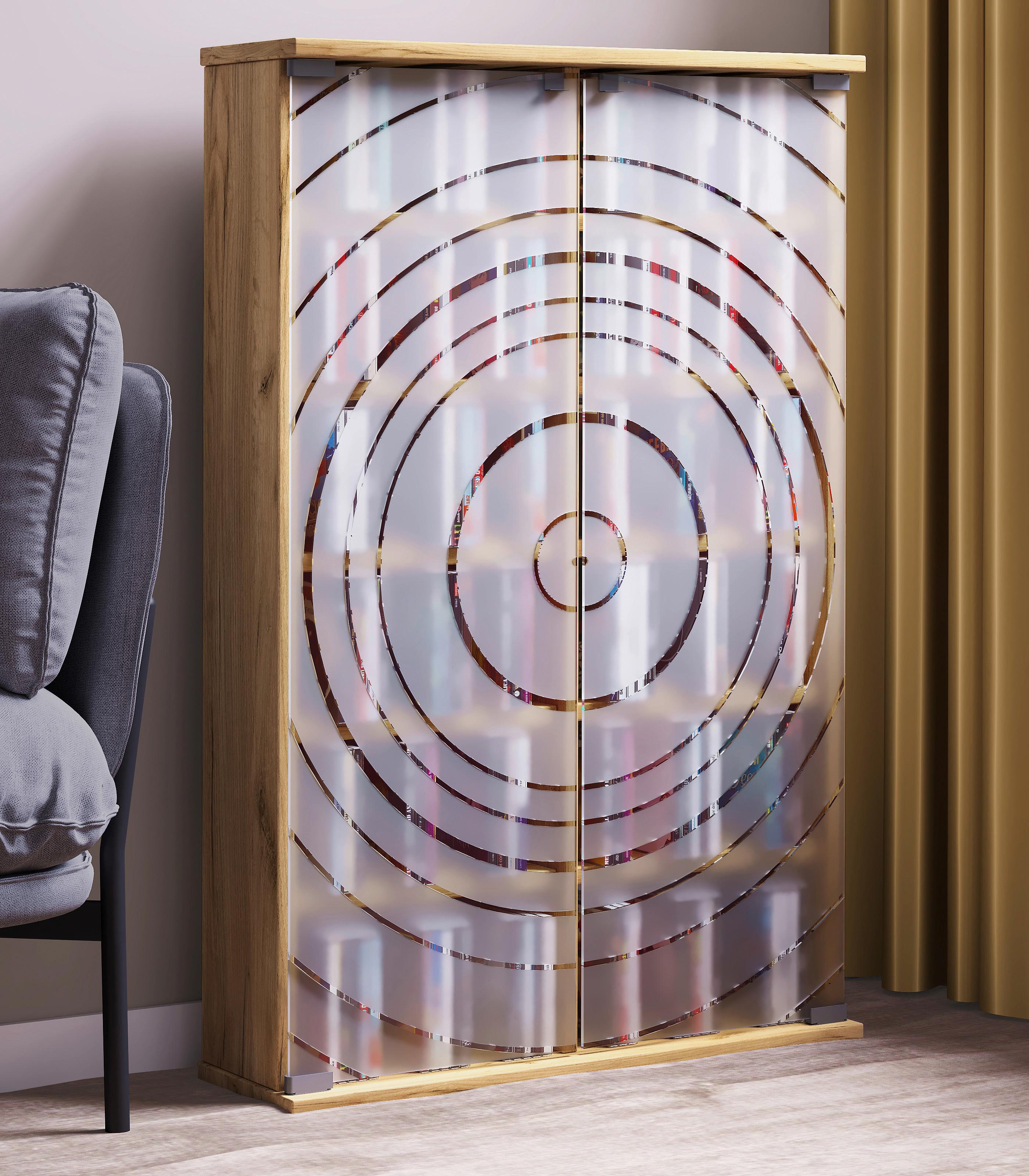 CD-Regal Tilano Honigeiche Dekor - Honigeiche, Design, Glas/Holzwerkstoff (60/92/18cm) - MID.YOU