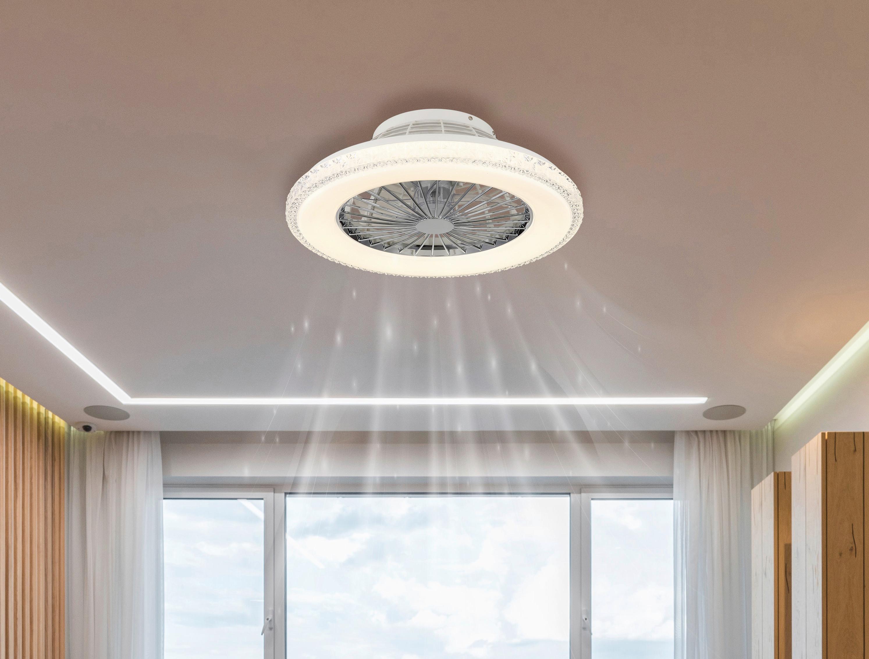 Mennyezeti Ventilátor 03654 - króm/áttetsző, Basics, műanyag/fém (50/17,5cm) - Globo