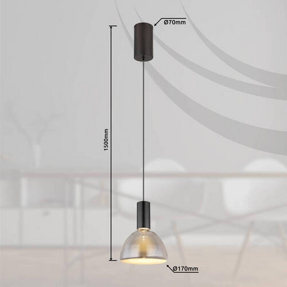 LED-Hängeleuchte 15741h1 - Schwarz, Design, Glas/Metall (42/150cm) - Globo