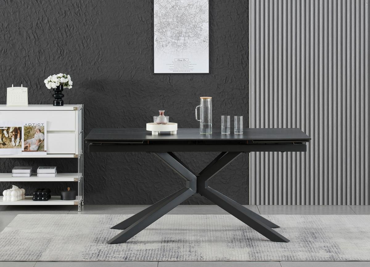 Ausziehtisch Lorenzo Keramik Dunkelgrau B:160-240cm - Dunkelgrau/Grau, KONVENTIONELL, Keramik/Metall (160-240/75/90cm) - MID.YOU