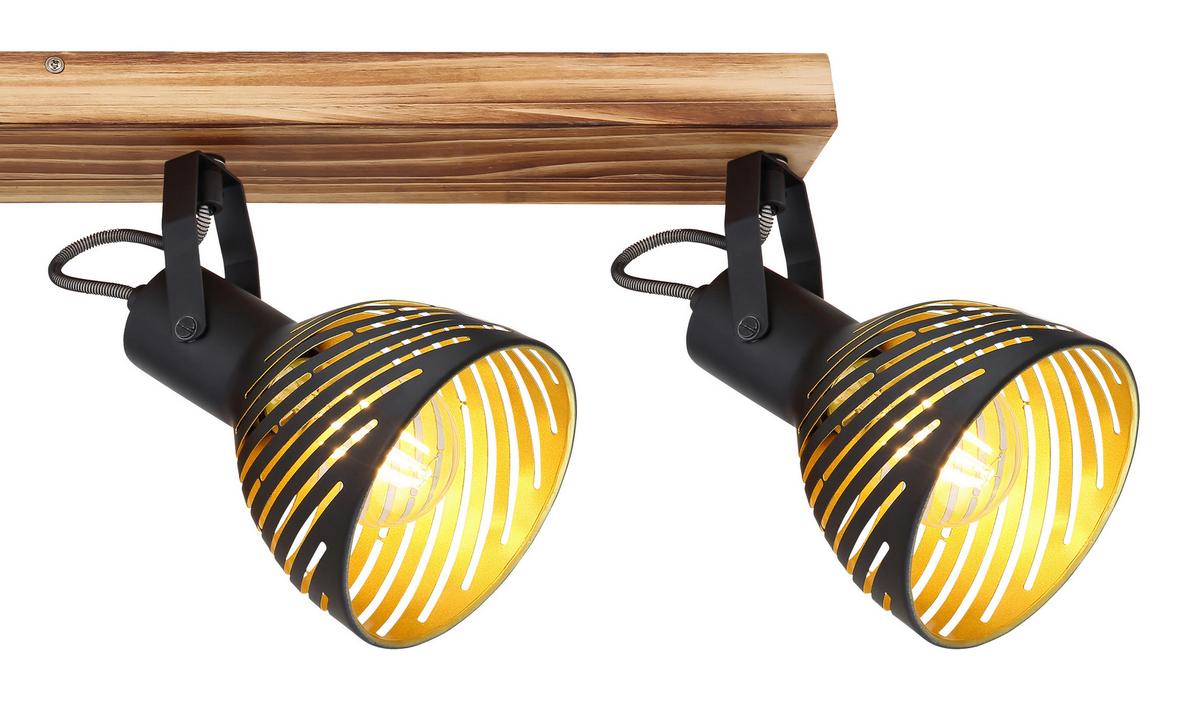 Strahler 4-Flammig verstellbar L: 80 cm - Dunkelbraun/Goldfarben, Basics, Holz/Metall (80/12,5/25cm) - Globo