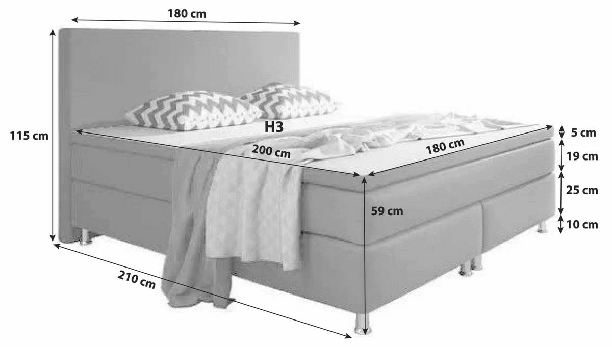 Boxspringbett Mit Topper 180x200 Cm Berlin F - Silberfarben/Schwarz, KONVENTIONELL, Textil (180/200cm) - MID.YOU