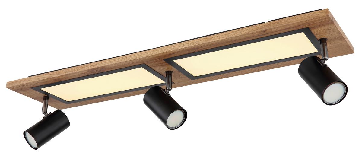 Led Mennyezeti Lámpa 67306d1 - natúr színű/fekete, Design, műanyag/faalapú anyag (80/20/18cm)