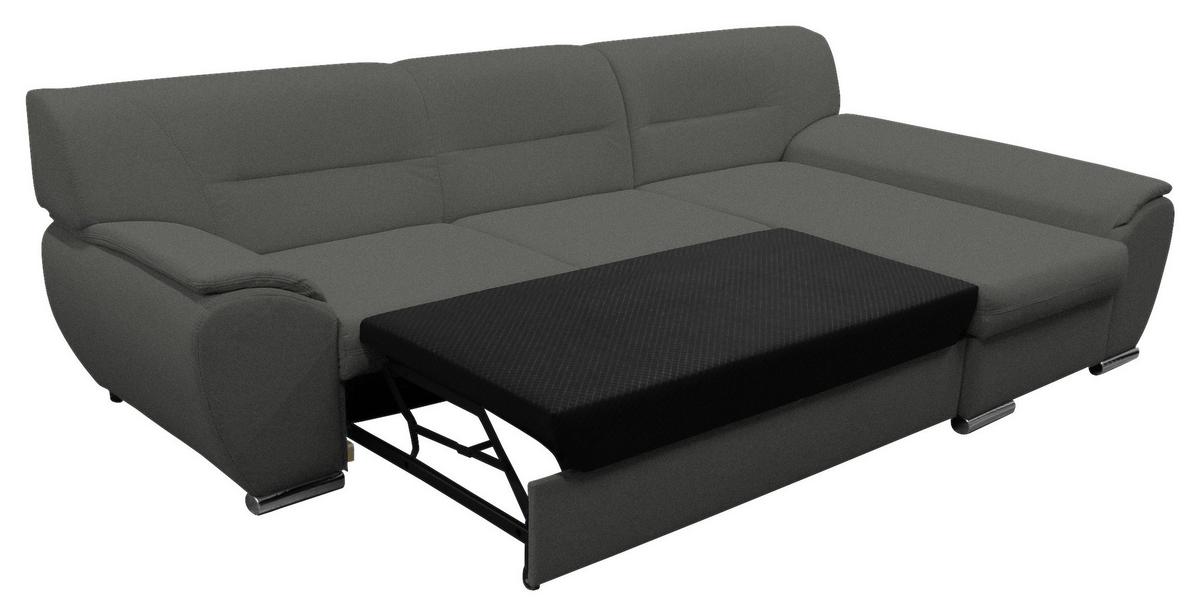 Veratti New Grau Inkl. Schlaffunktion Ottomane Rechts - Silberfarben/Grau, Design, Textil (281/167cm) - MID.YOU