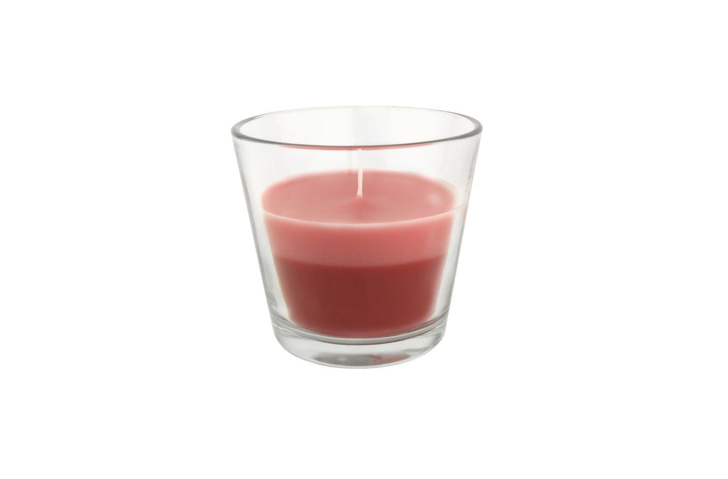 Gyertya Üvegben Hermine - fáradtrózsaszín/sötét rózsaszín, Konventionell, műanyag/Üveg (9/8,2cm) - Ondega
