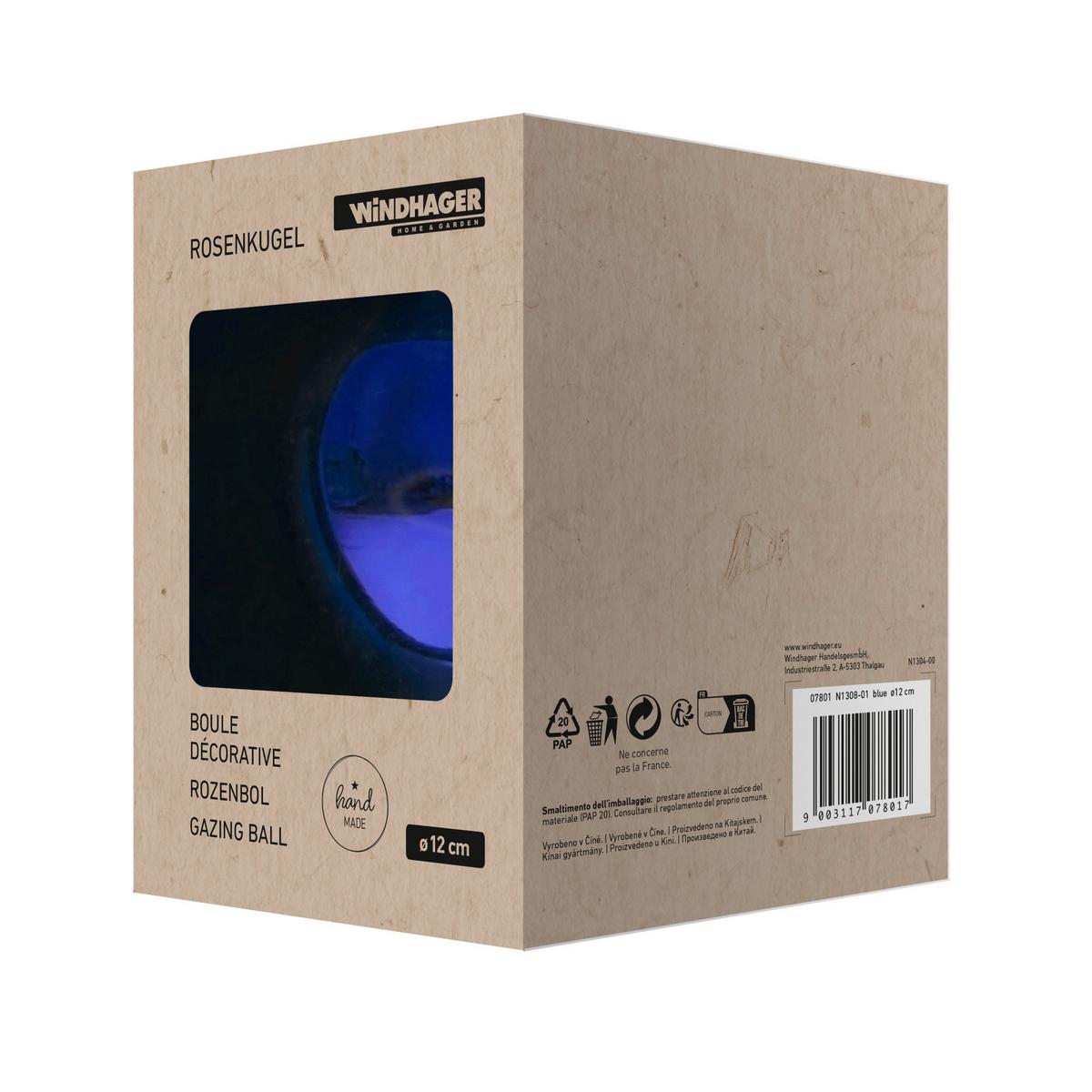 Rosenkugel Blau, D:12 Cm - Blau, Basics, Glas (12cm) - Windhager