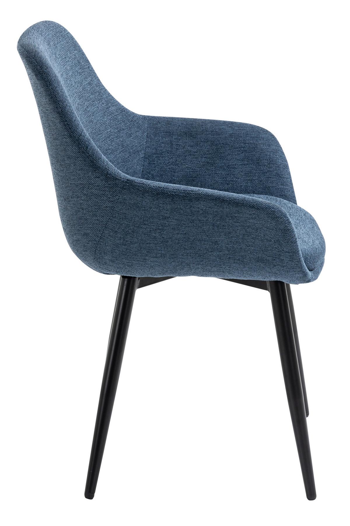 Armlehnstuhl-set Dunkelblau B: 64 Cm - Schwarz/Dunkelblau, MODERN, Textil/Metall (64/86/59cm) - Livetastic