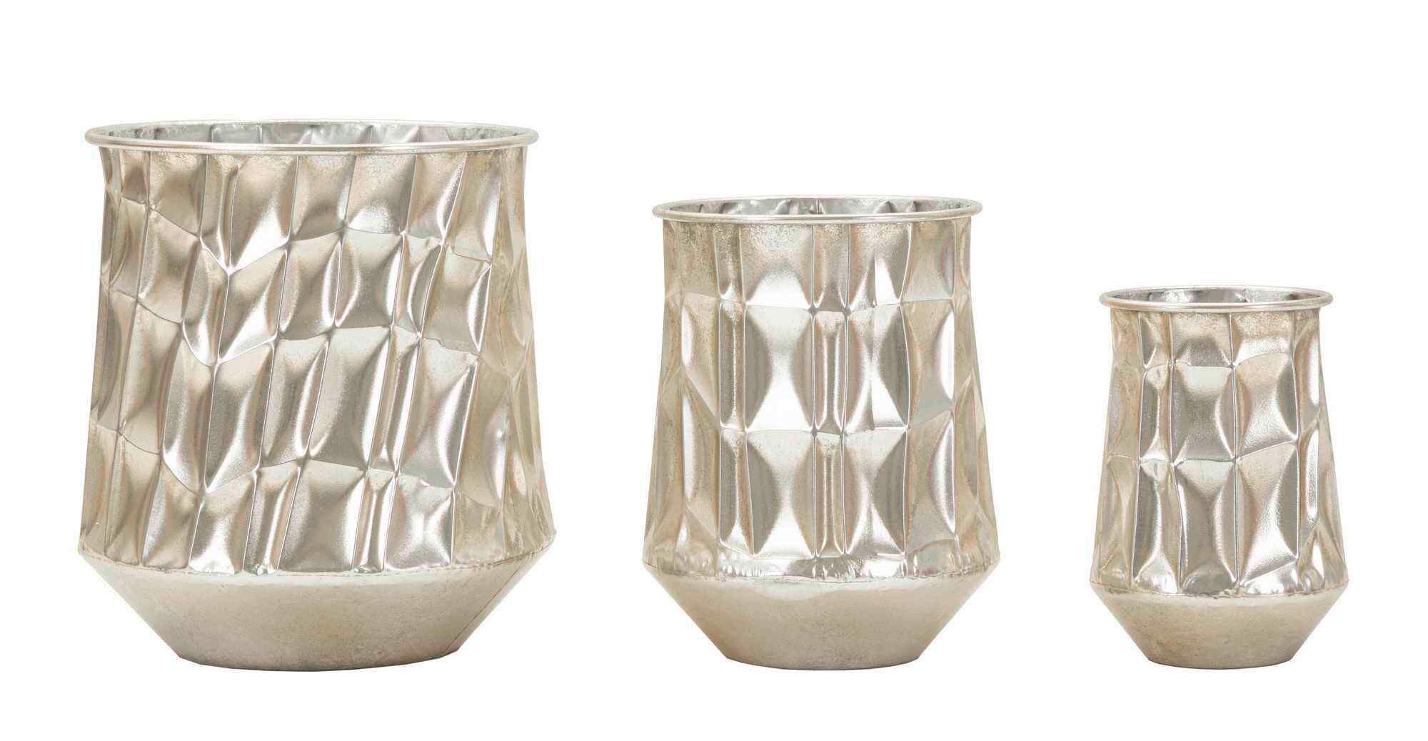 Vase Silver Set 3 Pcs Silberfarben B: 35 Cm