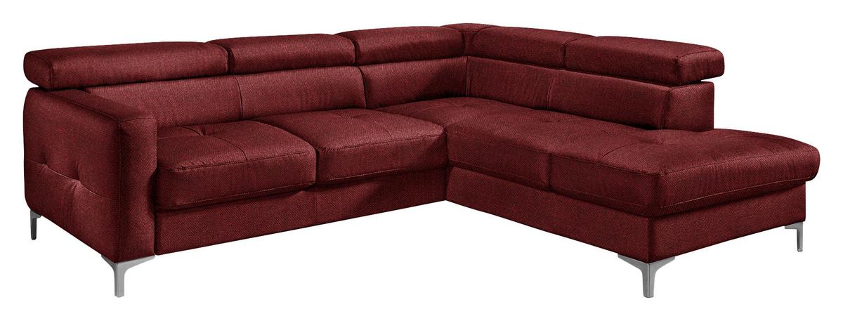 Ecksofa Sammy Dunkelrot - Chromfarben/Dunkelrot, Design, Textil (242/207cm) - Livetastic