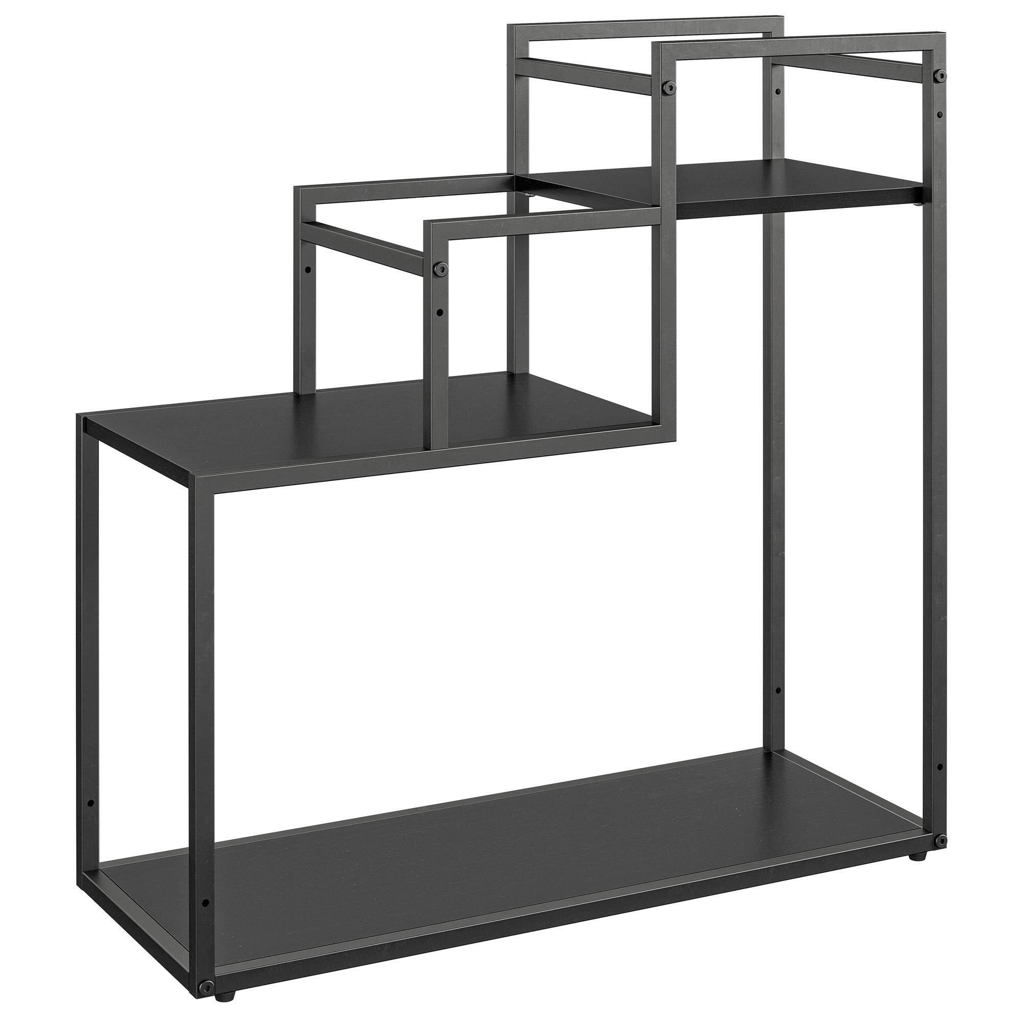 Blumenständer Weston Schwarz, Holzoptik B: 58 cm - Schwarz, Design, Metall (58/58/23cm) - MID.YOU