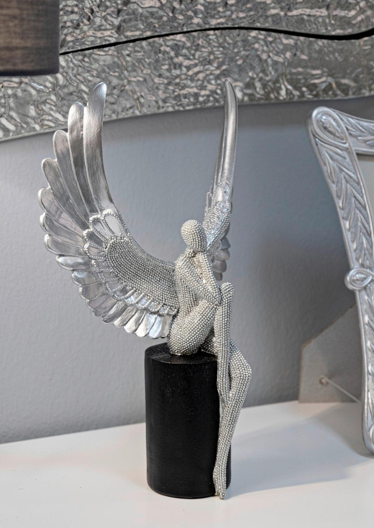 Skulptur Kunststoff, Silver/schwarz - Basics, Kunststoff (24/34/8cm)