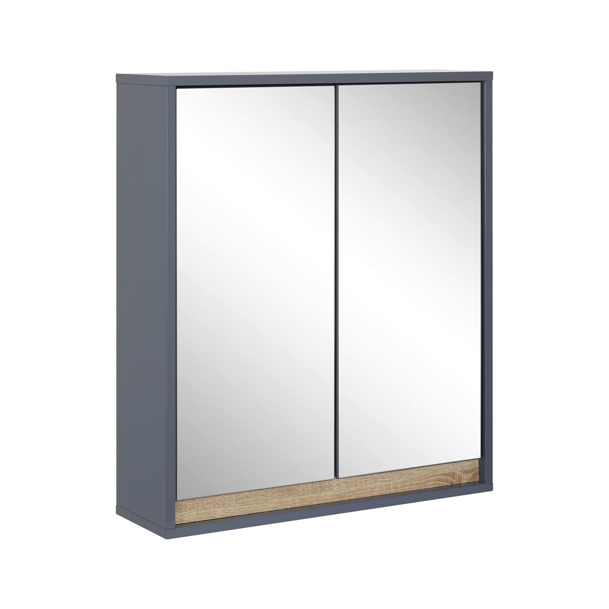 Závěsní skřiňka MASSIMO tm.šedá/dřevodekor - barvy stříbra/tmavě šedá, Moderní, sklo (60/70/18cm) - Bessagi Home