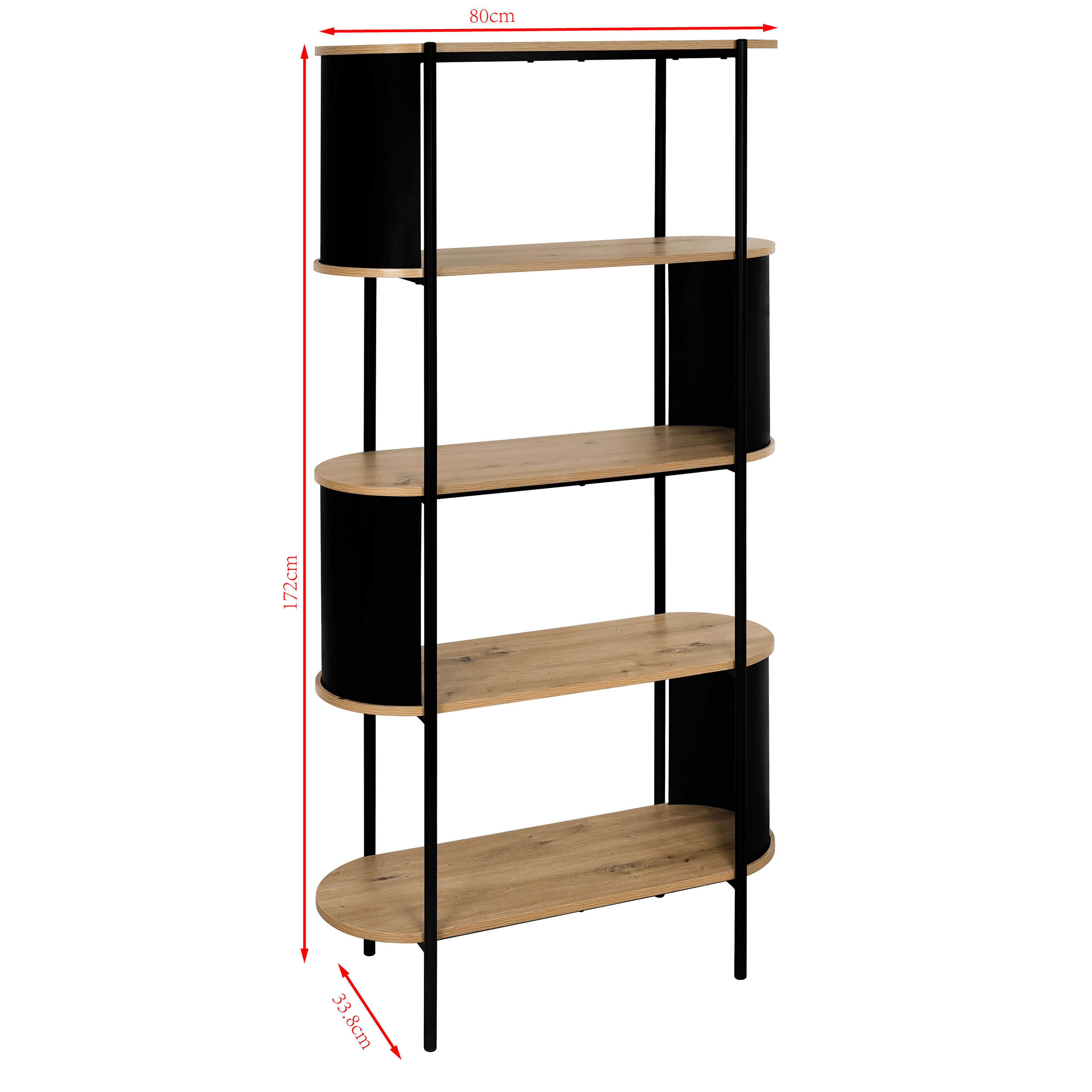 Polc Nl24909 80/172 Cm - fekete/Artisan tölgy, Modern, faalapú anyag/fém (80/172/34cm)