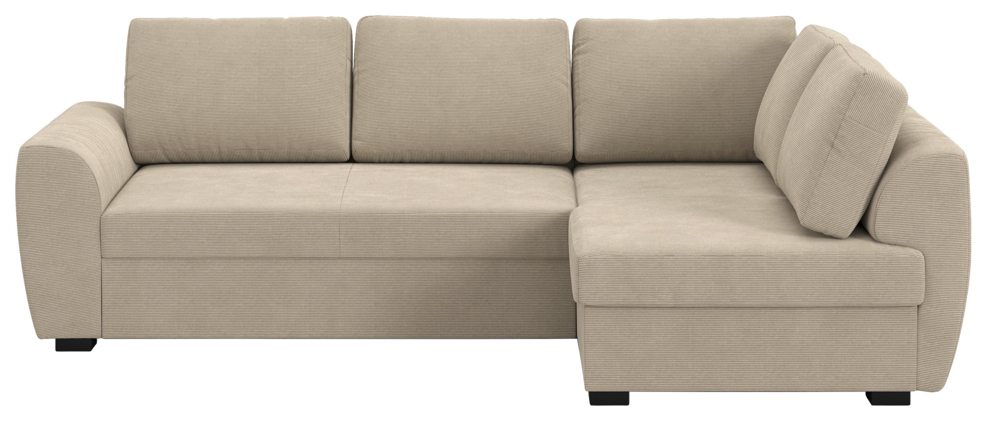 Ecksofa mit Bettfunktion Drift Cord braun, B: 253cm - Schwarz/Braun, Trend, Textil (253/154cm)