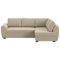 Ecksofa mit Bettfunktion Drift Cord braun, B: 253cm - Schwarz/Braun, Trend, Textil (253/154cm)