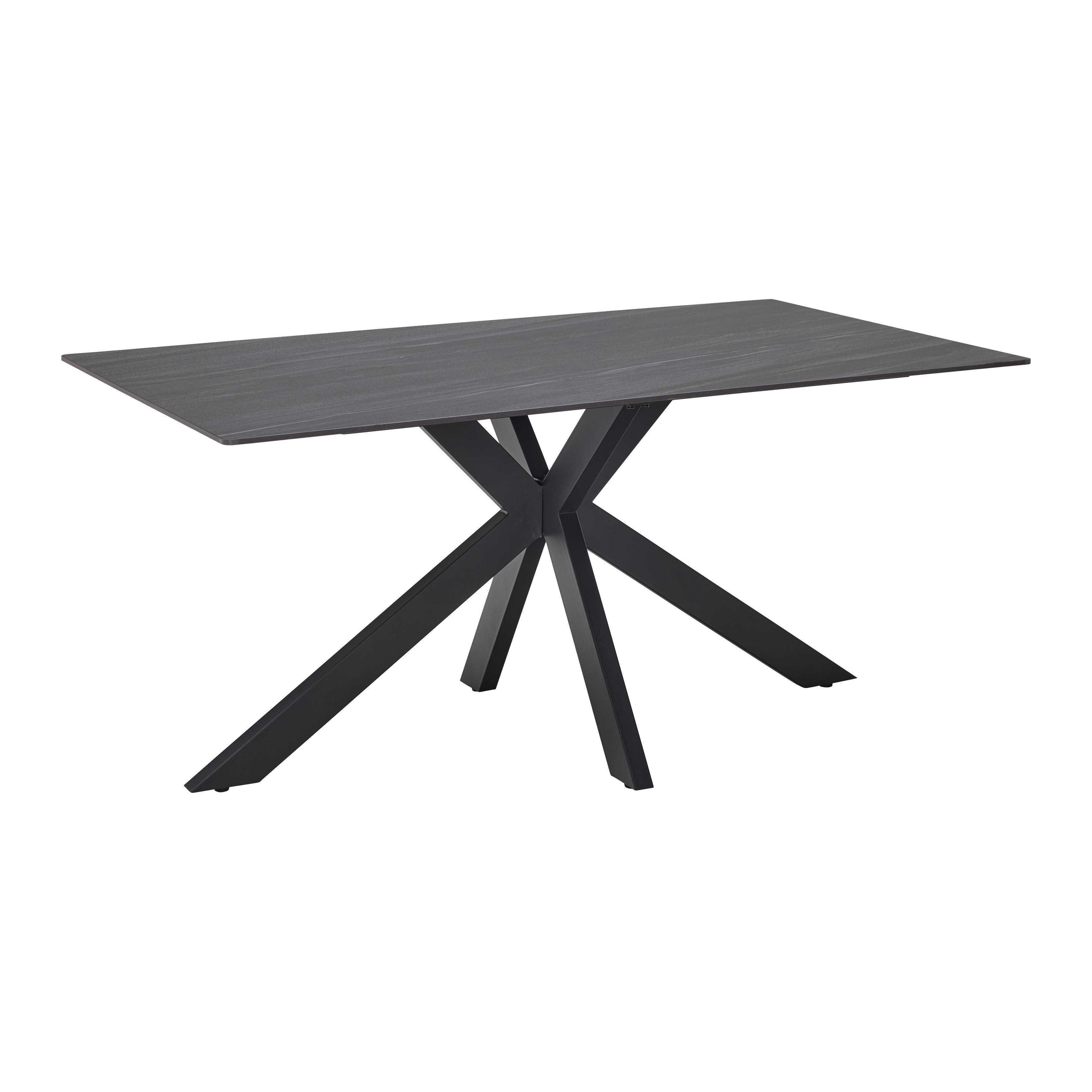 Jedálenský stôl JONAS 160x90 - čierna/sivá, Modern, kov/keramika (160/76/90cm) - Mömax