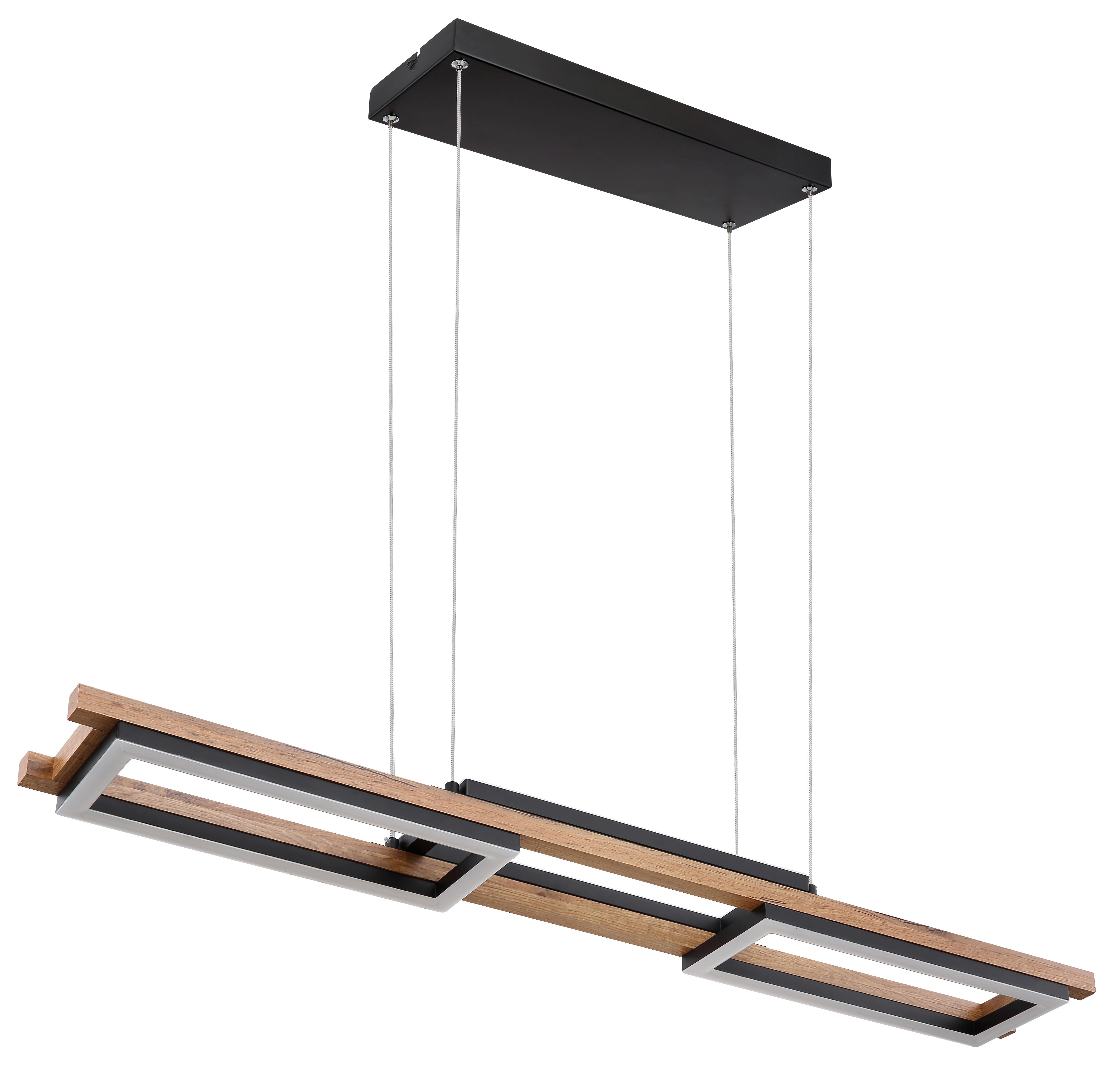 Led-hängeleuchte H: 120 Cm 1-Flammig 3-Fach Schaltbar - Dunkelbraun/Opal, Design, Holzwerkstoff/Kunststoff (100/14/120cm) - Globo