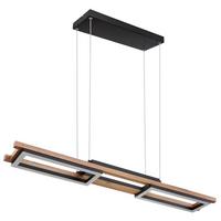 Led-hängeleuchte H: 120 Cm 1-Flammig 3-Fach Schaltbar - Dunkelbraun/Opal, Design, Holzwerkstoff/Kunststoff (100/14/120cm) - Globo