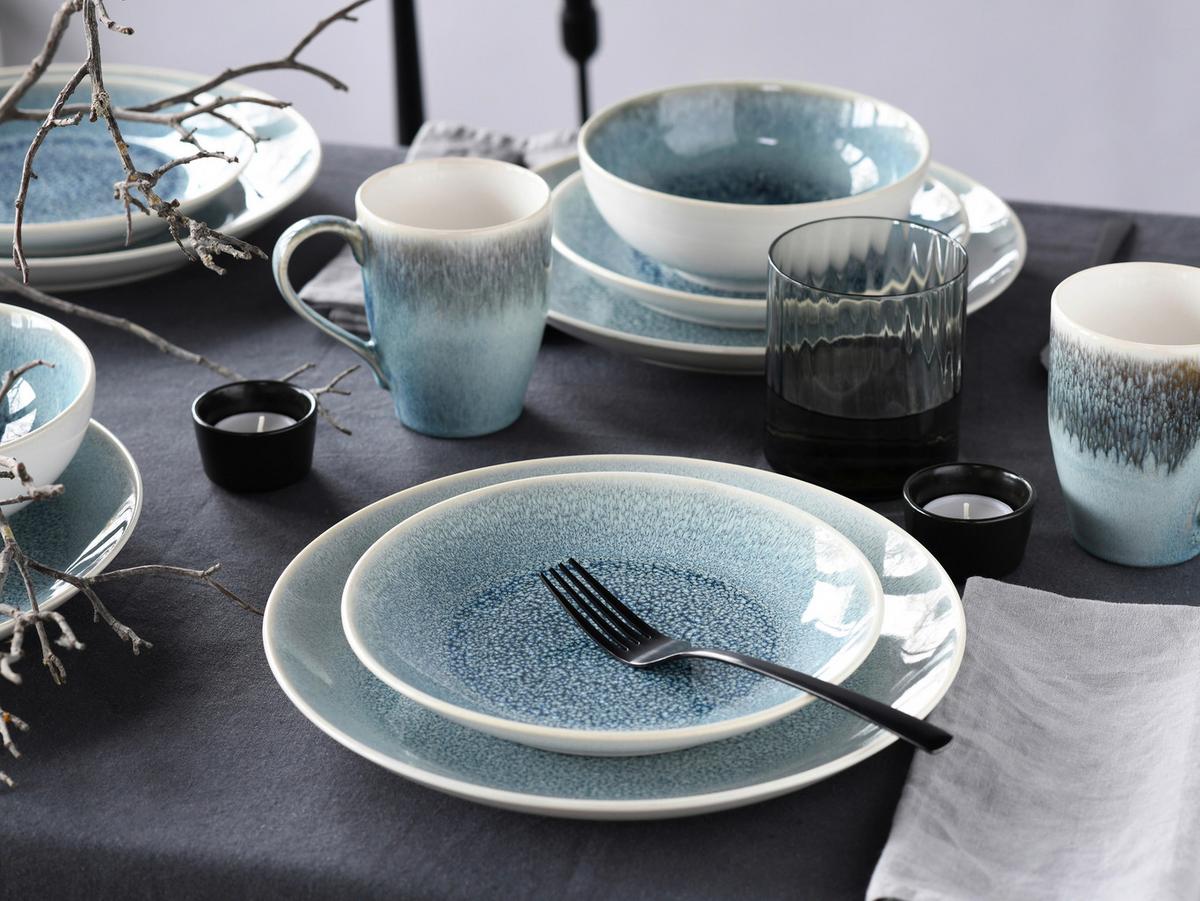 Kombiservice Caldera Hellblau, Weiß 16--Teilig - Weiß/Hellblau, Basics, Keramik - Creatable