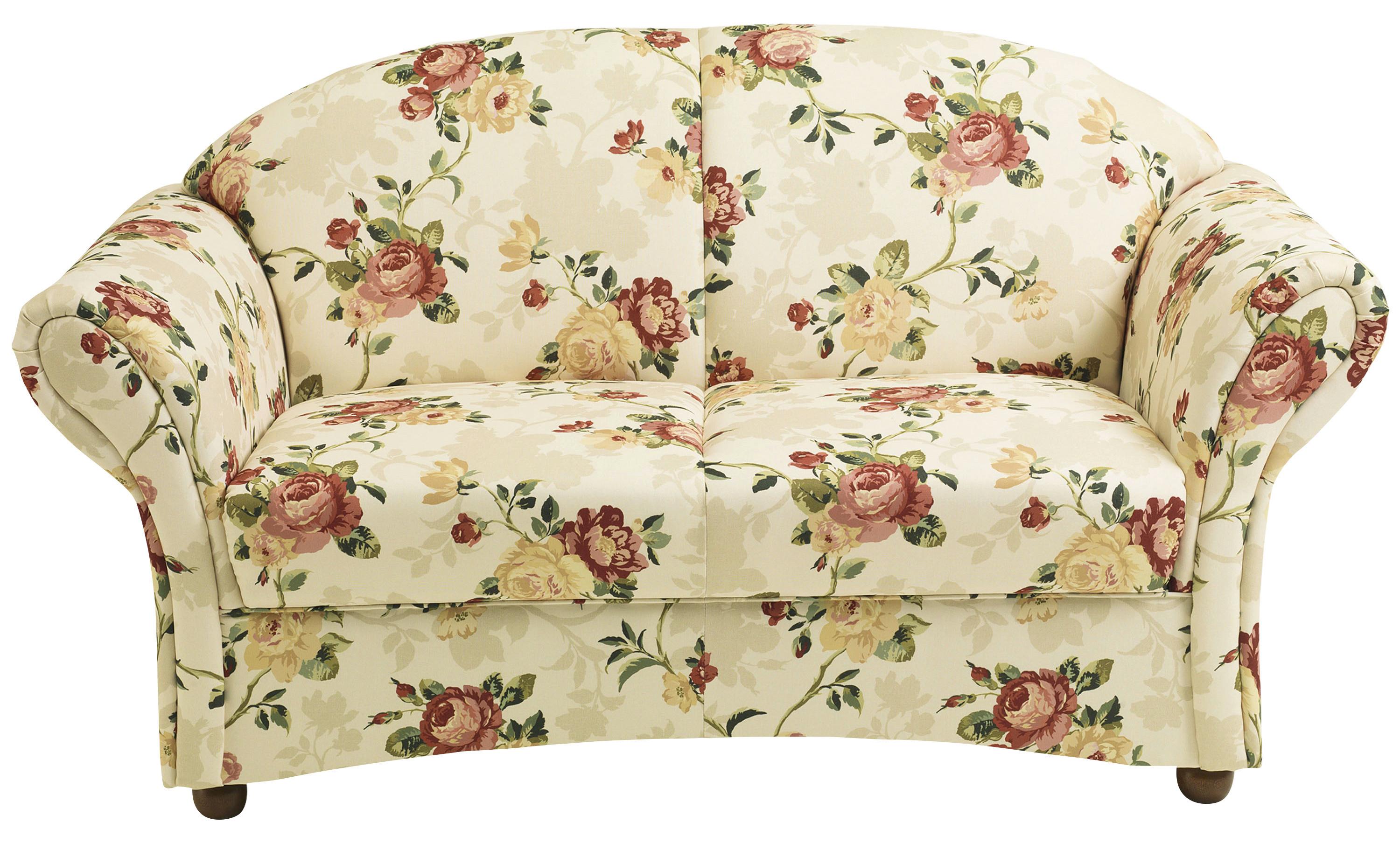 2-Sitzer-Sofa Corona Gelb/Rot/Beige, Blumen Design - Gelb/Beige, Design, Textil (151/85/81cm) - Max Winzer
