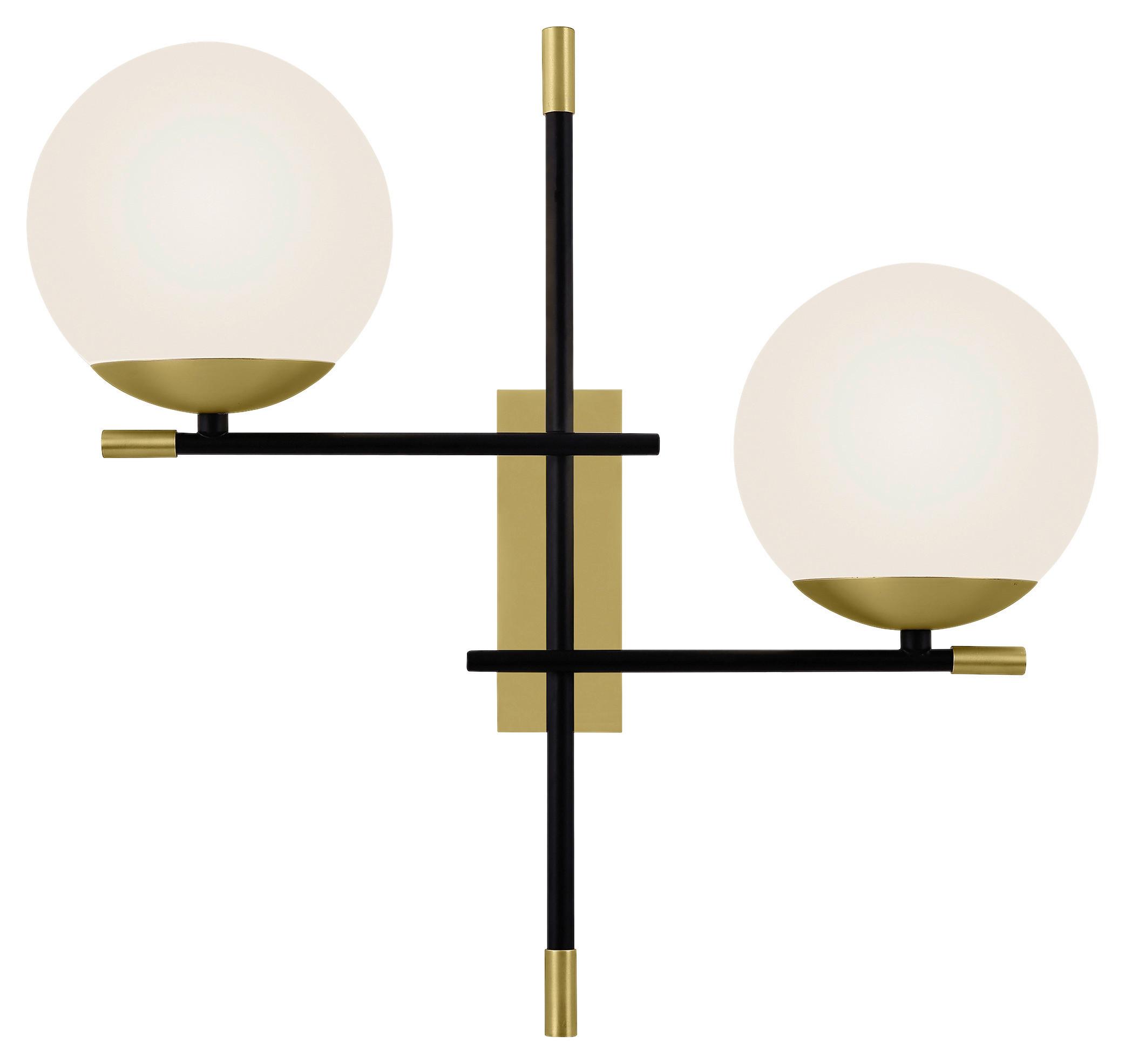 WANDLEUCHTE NOSTALGIA - Goldfarben/Schwarz, Trend, Glas/Metall (17,5/42/44cm) - MAYTONI