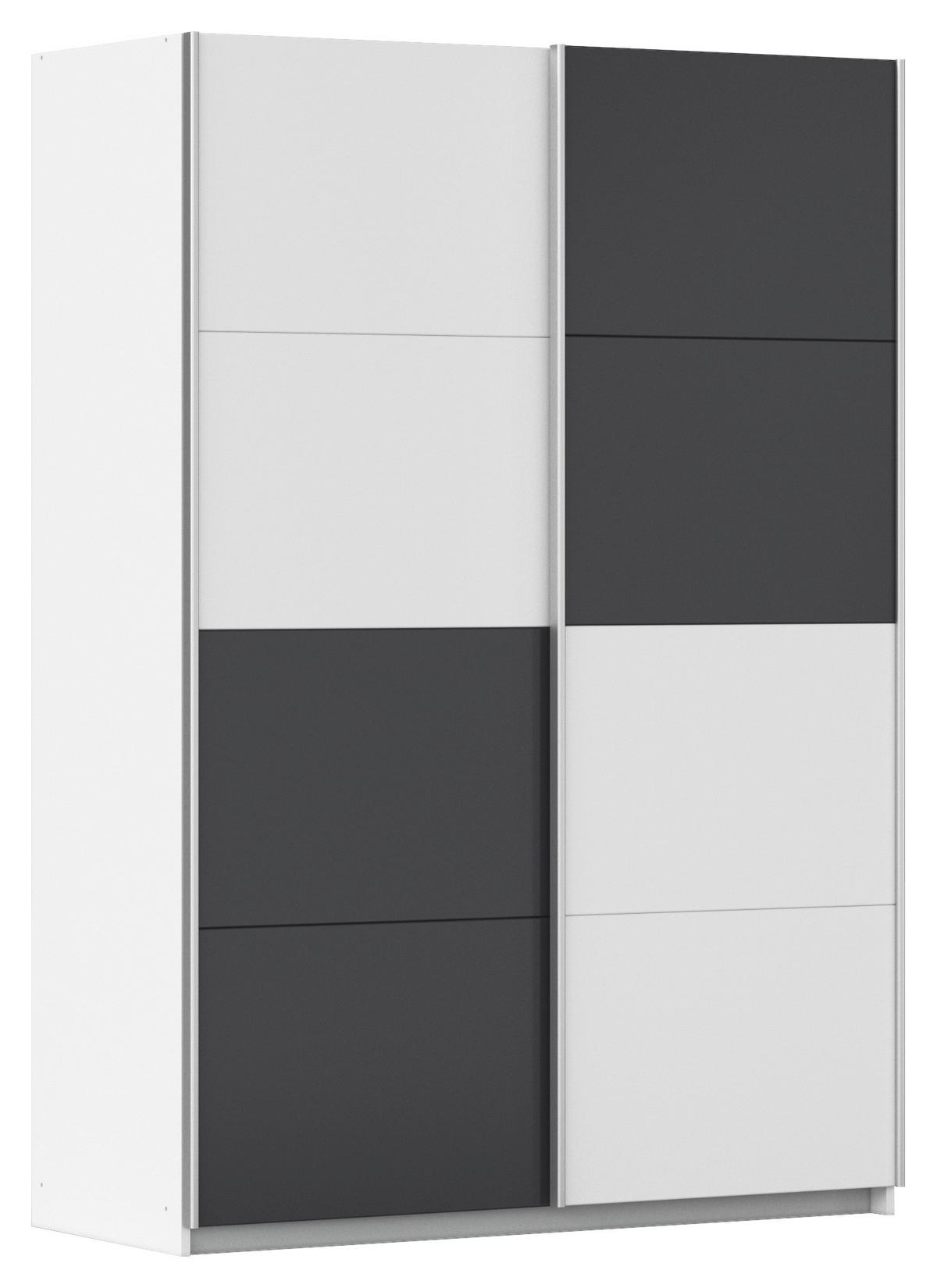 Schwebetürenschrank 136cm Subito, Graphitfarben/Weiß - Graphitfarben/Weiß, MODERN, Holzwerkstoff (136/197/61cm) - Rauch Möbel