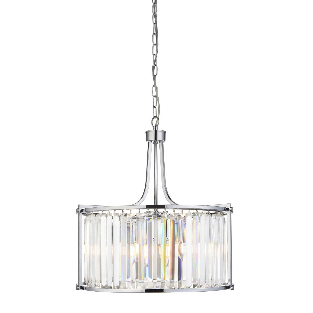 Kristall-Hängeleuchte Victoria 8295-5cc - Chromfarben, Design, Glas/Metall (49/150cm)