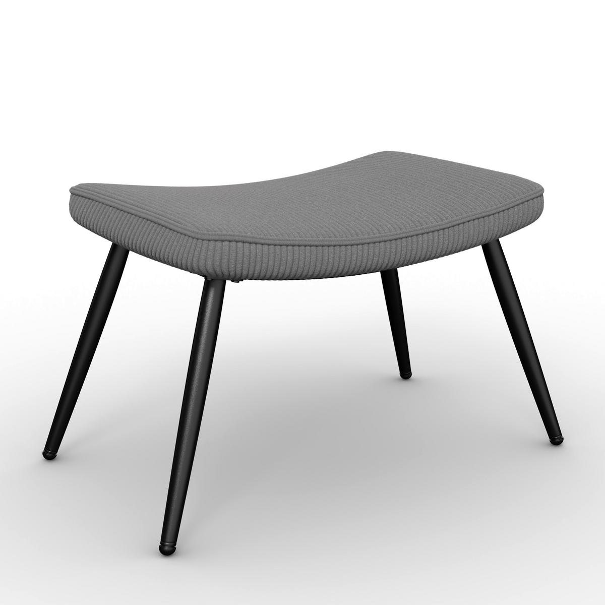 Kreslo s taburetkou AURORA, sivý menčester, max. 120 kg - čierna/sivá, Modern, kov/drevo (68/98/74cm) - Bessagi Home