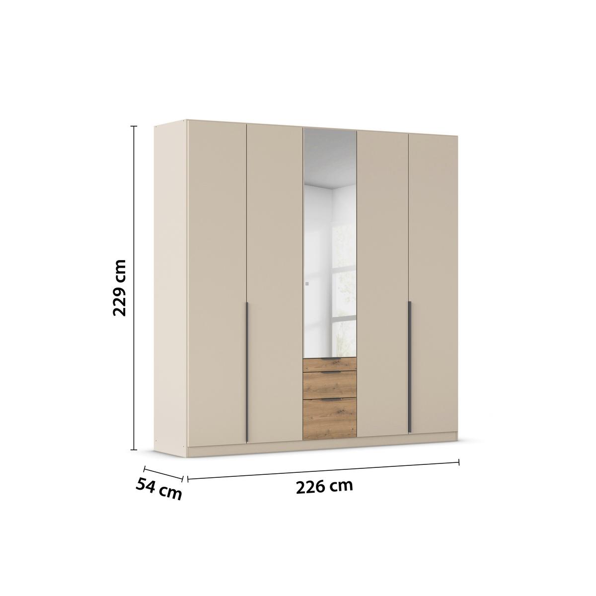 Drehtürenschrank Mit Spiegel 226cm Alabama Super Champagner - Champagner/Eichefarben, MODERN, Holzwerkstoff (226/229/54cm)