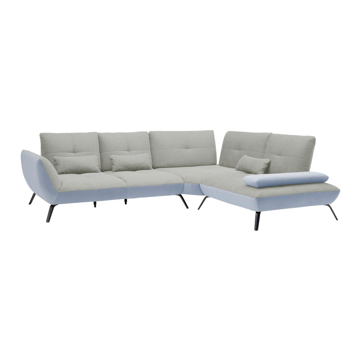 Rohová sedačka TRENDY, pravá, světle šedá / stříbrná - barvy stříbra/černá, Moderní, kov/kompozitní dřevo (310/93/250cm) - Premium Living