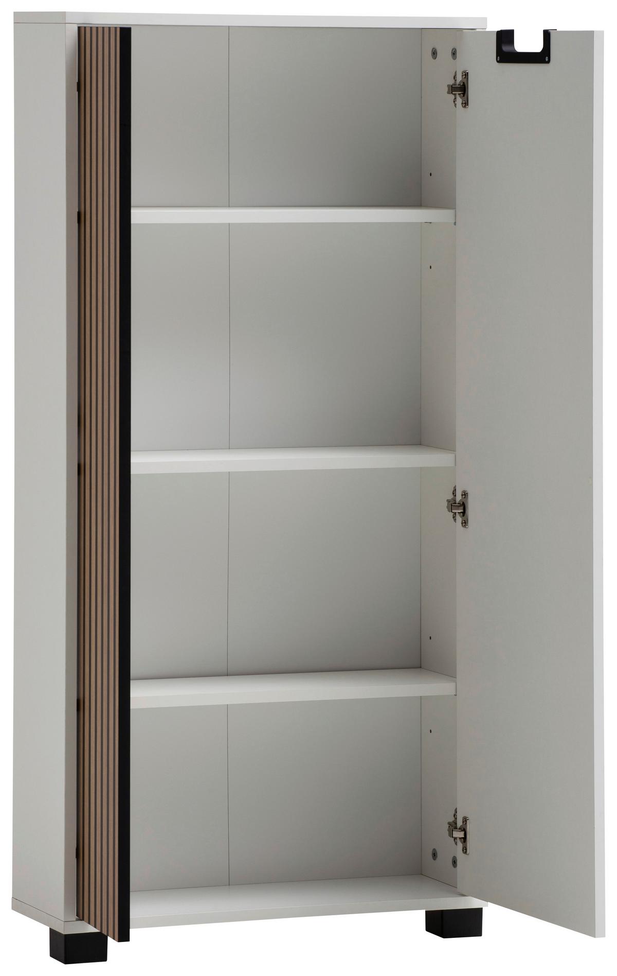 Highboard Weiß/Eichefarben B: 59,8 cm - Eichefarben/Schwarz, Design, Holzwerkstoff (59,8/124/19,55cm) - MID.YOU