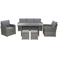 Lounge Garnitúra Malta - sötétszürke/szürke, Modern, műanyag/Üveg (145/68/70cm) - Beldano