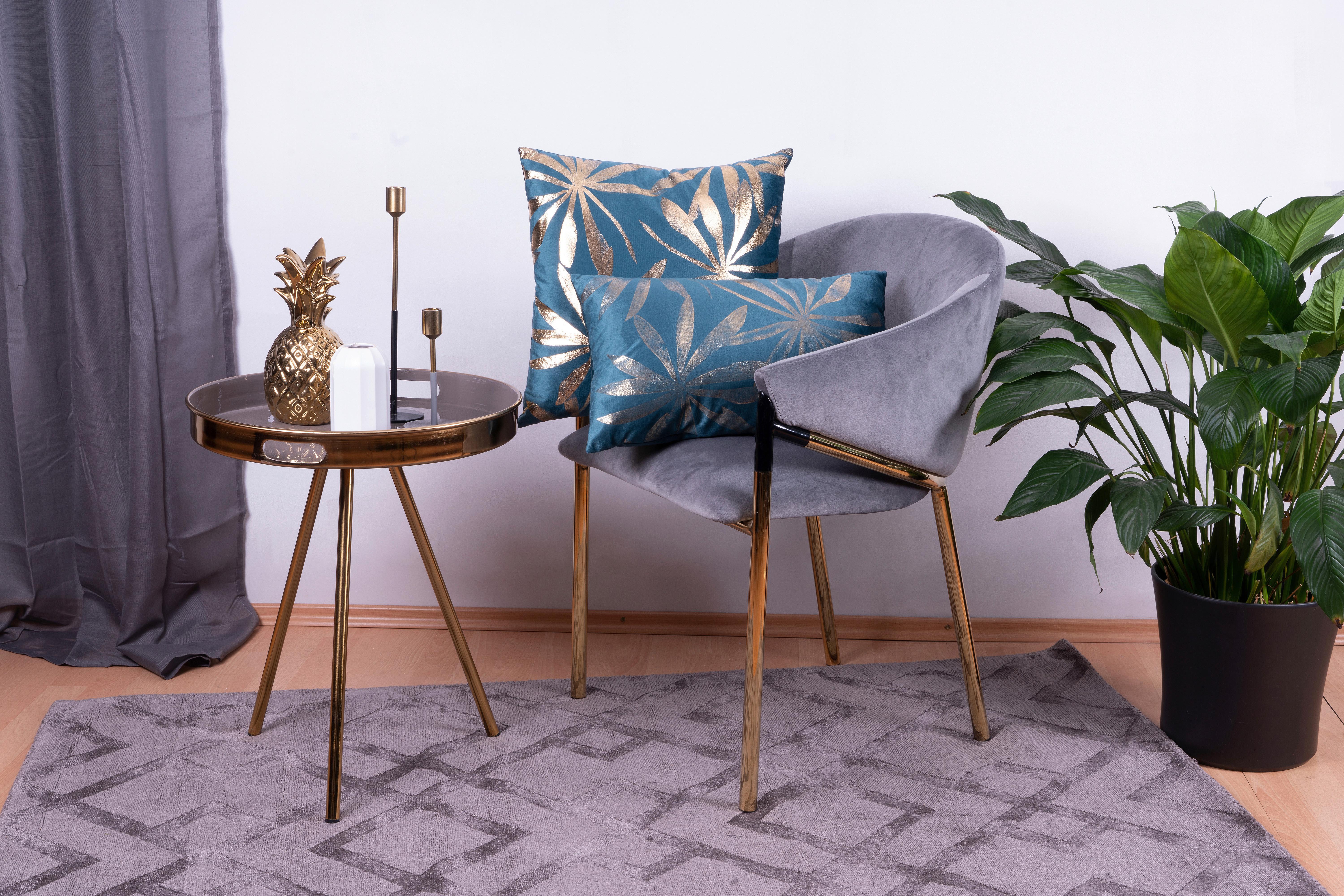 Zierkissen Prisma 30/45x50/45 cm Polyester Goldfarben/Petrol - Goldfarben/Petrol, KONVENTIONELL, Textil (30x45/50x45cm)