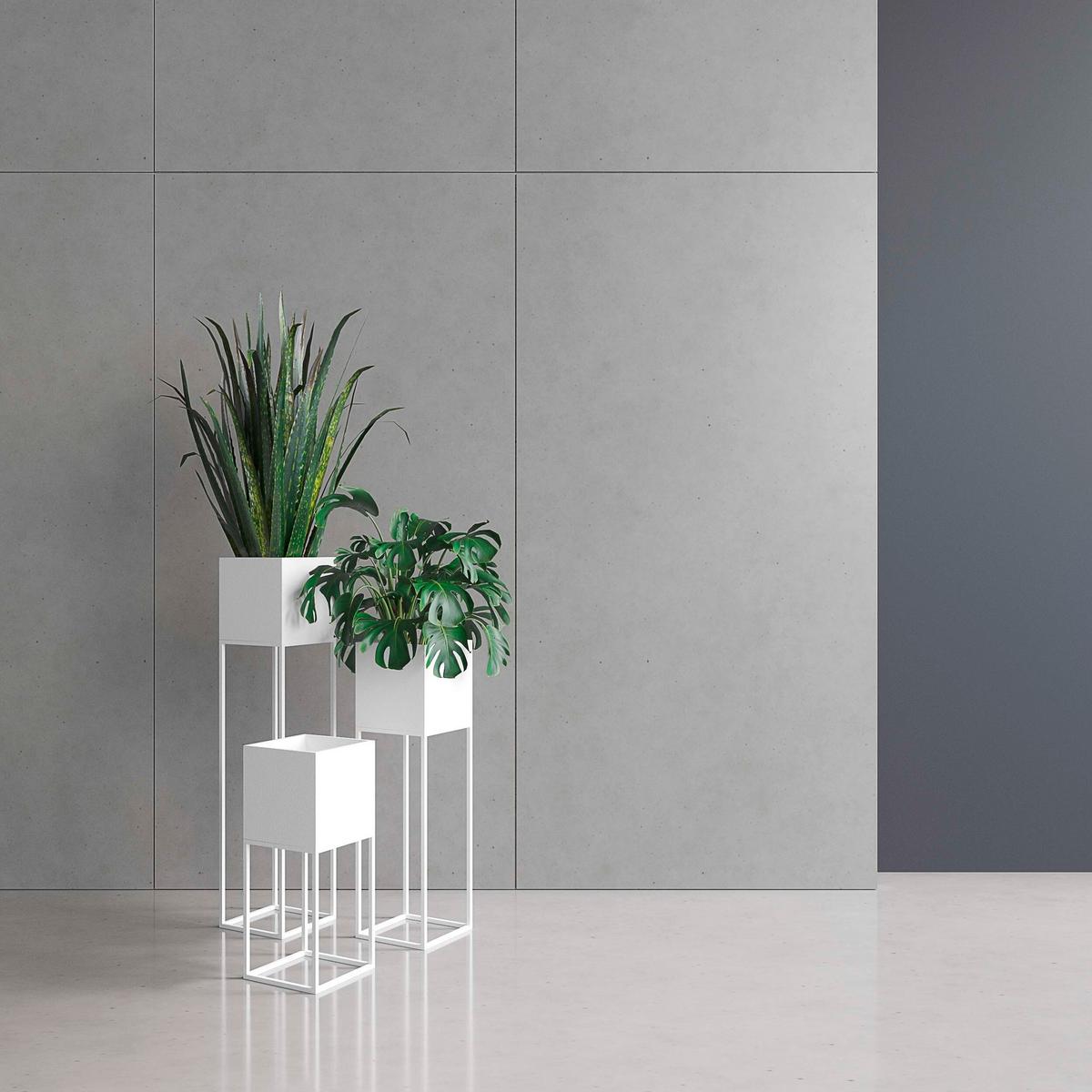 Blumenständer Metall Weiß Bxhxt: 19x87x19 Cm - Weiß, Basics, Metall (19/87/19cm)