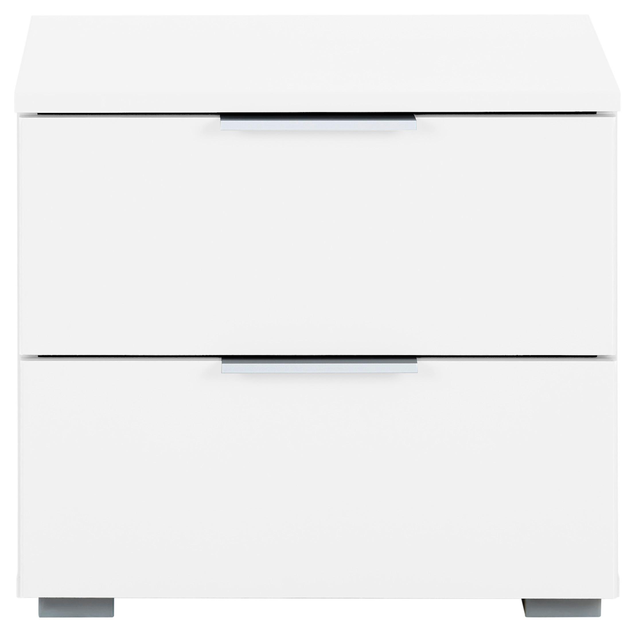 Nachtkästchen Weiß H: 43 cm Alabama - Alufarben/Weiß, MODERN, Holzwerkstoff (47/43/42cm) - Rauch Möbel