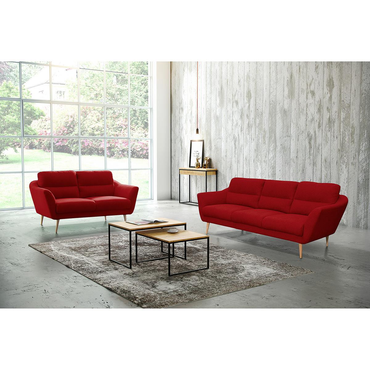 3-sitzer-sofa Tromso Rot B: 209 Cm - Buchefarben/Rot, Design, Textil (209/87/88cm) - Livetastic