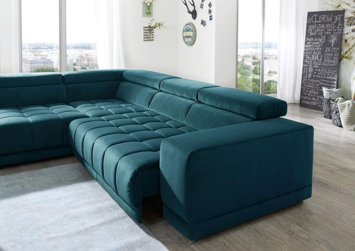 Sedací souprava IBA, levá, tyrkysová, bez funkcí - barvy chromu/tyrkysová, Lifestyle, textil (222/323cm)