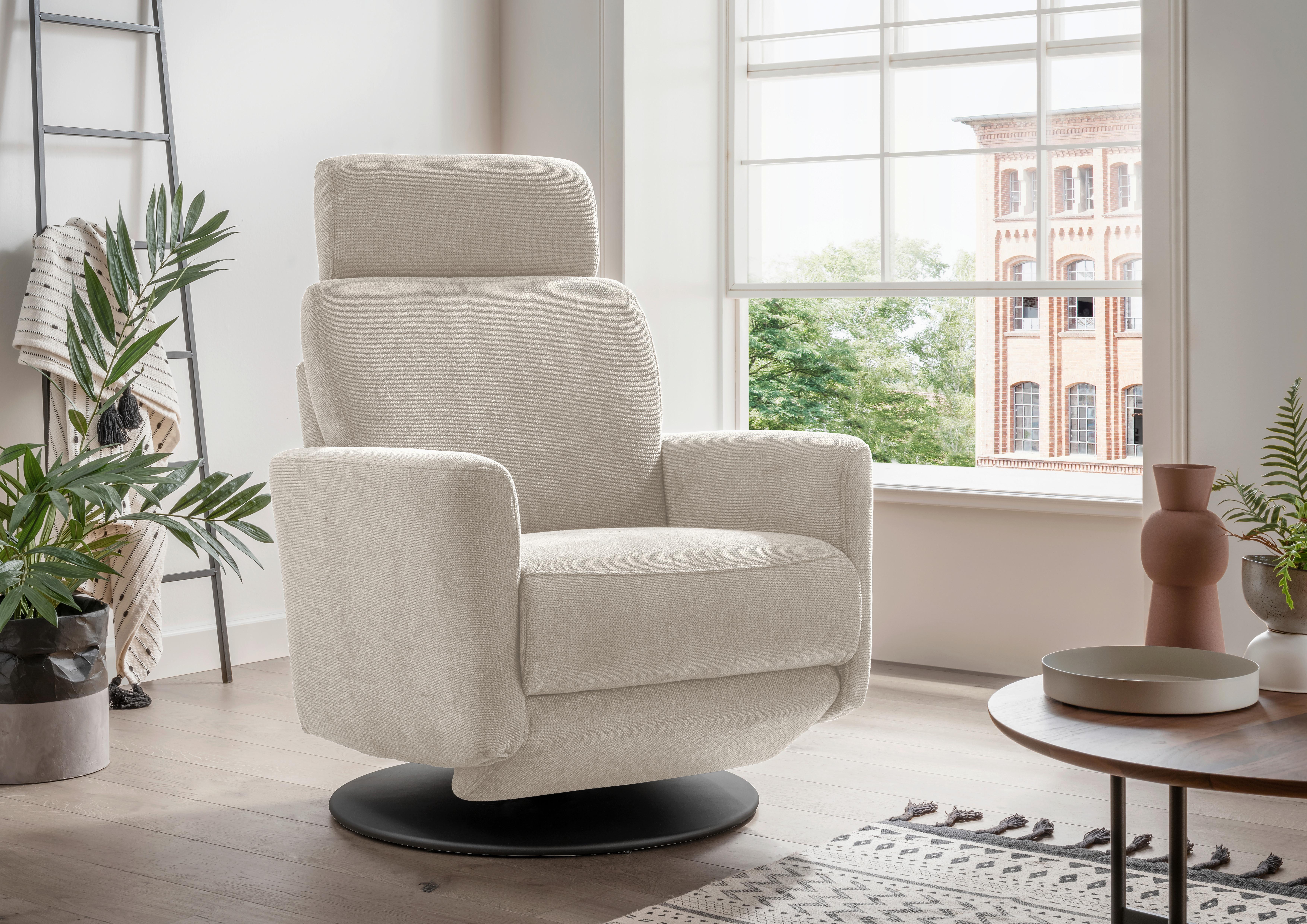 Relaxsessel Centrale T: 87-154 cm, Beige - Beige/Schwarz, MODERN, Textil (77/105/87-154cm) - Livetastic