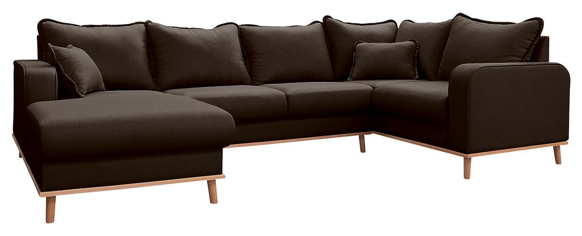 Wohnlandschaft Beata D. Braun U:170x296x167cm - Wengefarben/Dunkelbraun, Design, Textil (170/296/167cm) - Livetastic