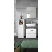 Badezimmer Ice Weiß Hg B: 90 cm - Weiß Hochglanz/Schwarz, MODERN, Glas/Holzwerkstoff (90cm) - MID.YOU