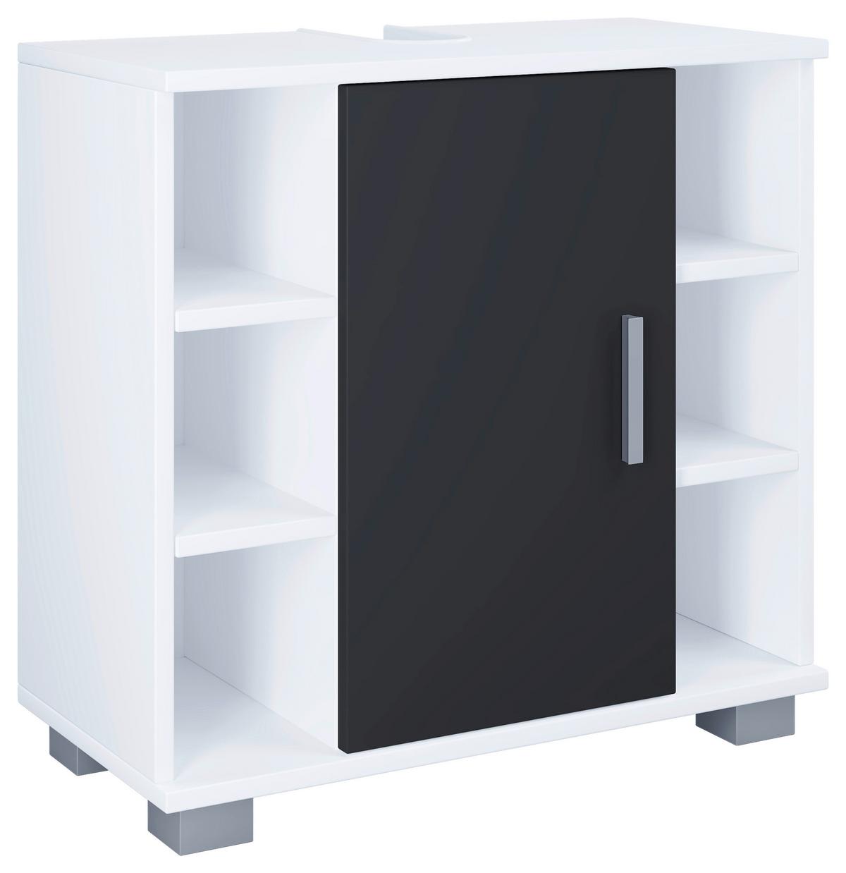 Waschbeckenunterschrank Zalo M B: 60 cm Schwarz/Weiß - Schwarz/Weiß, MODERN, Holzwerkstoff (60/57,7/30,4cm) - MID.YOU