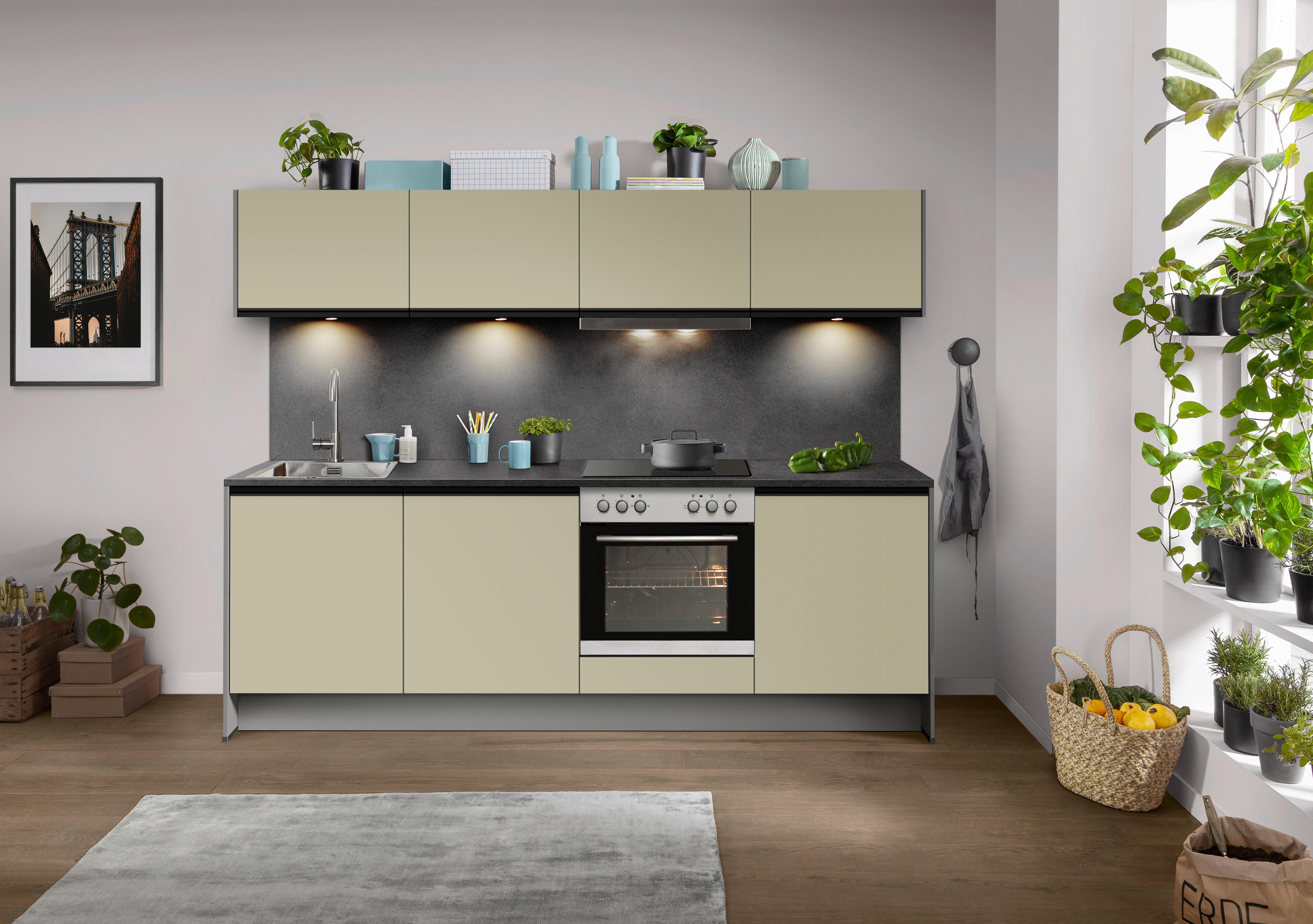 Küchenblock Ip 3150 - Schieferfarben/Hellgrün, Basics, Holzwerkstoff (243,7cm) - Impuls