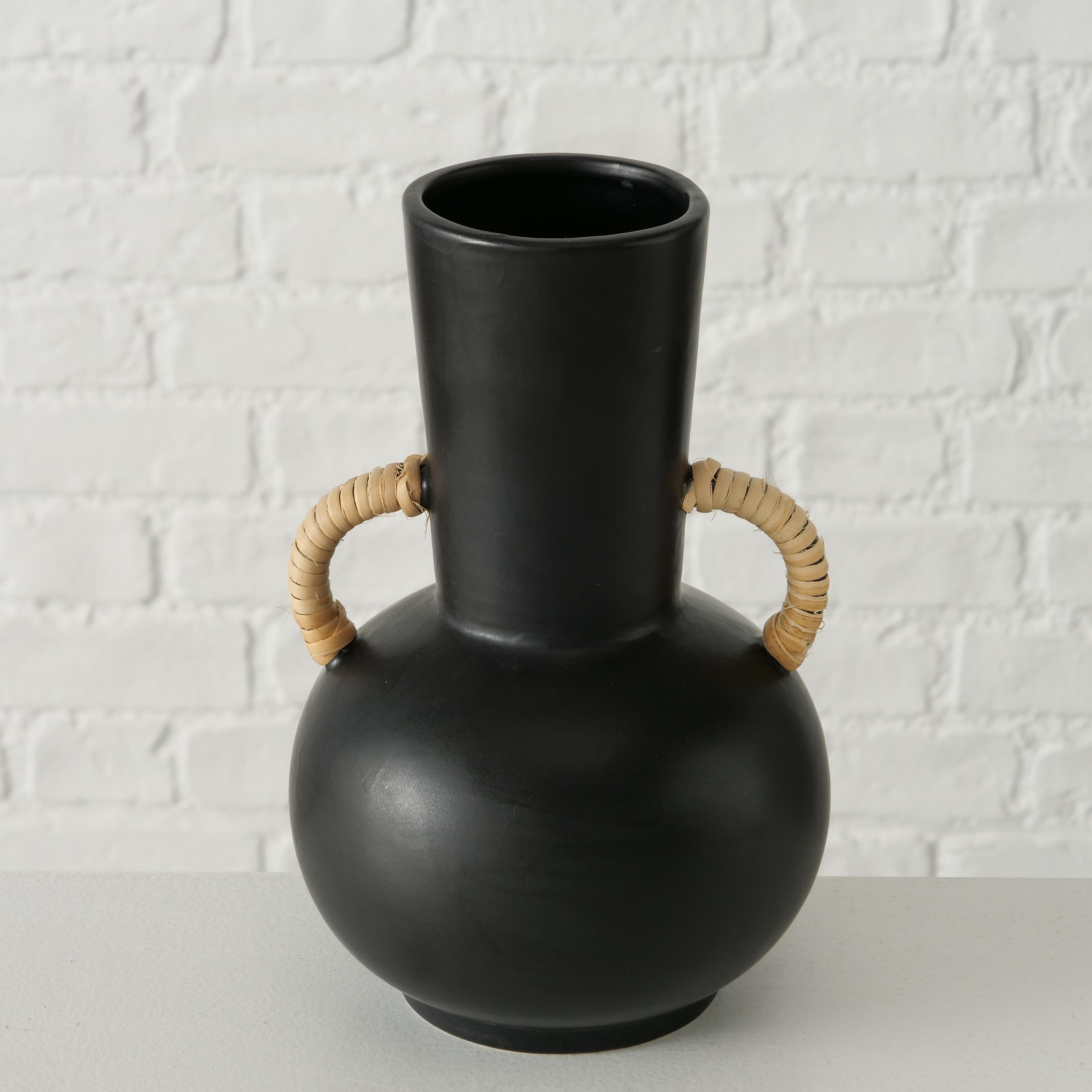 Váza Olimpia I -Paz- - čierna, Moderný, keramika (14/22cm)