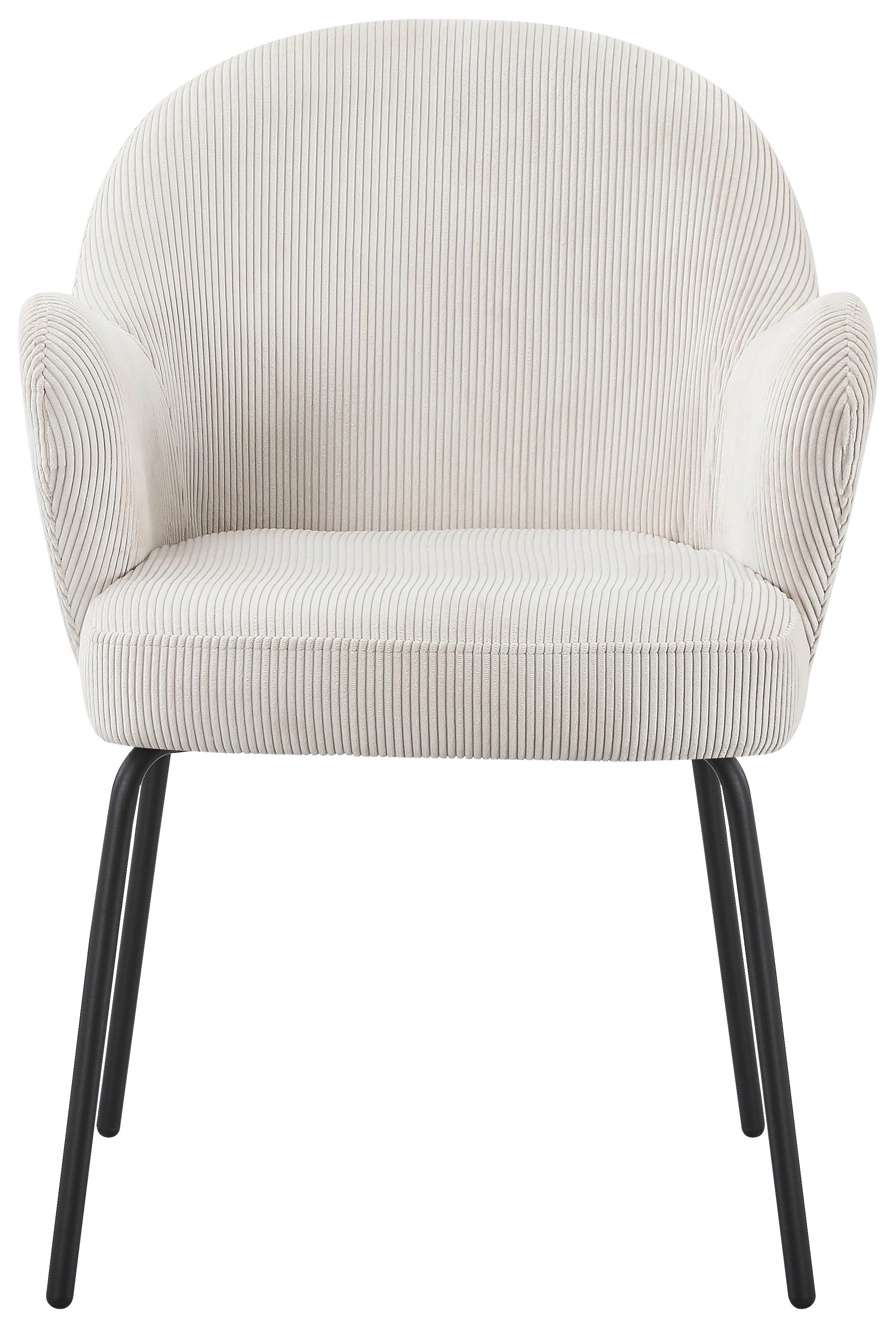 Armlehnstuhl Kala Beige B: 58 cm - Beige/Schwarz, MODERN, Textil/Metall (58/82/63cm) - Livetastic